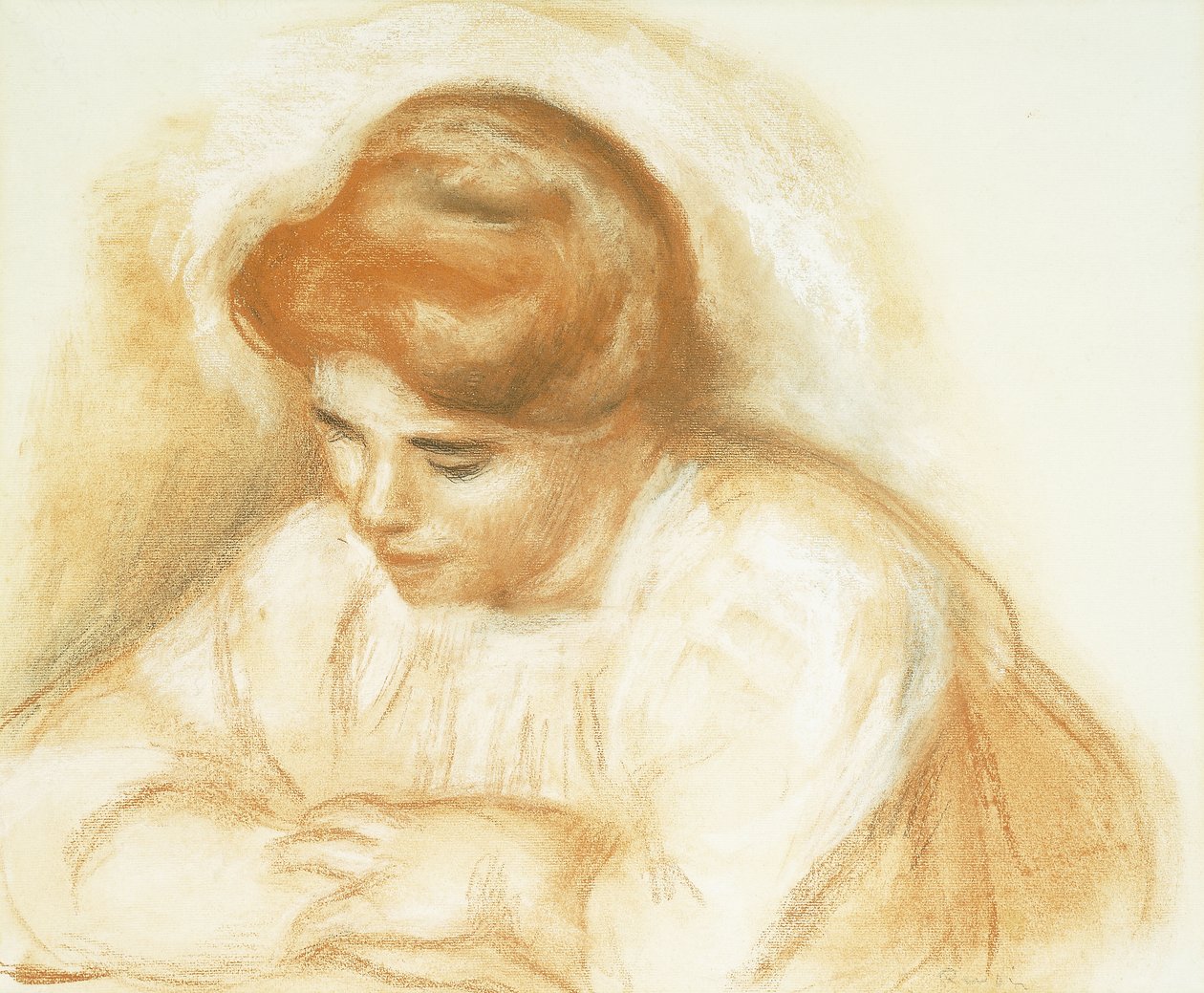Joven Mujer Apoyada de Pierre Auguste Renoir