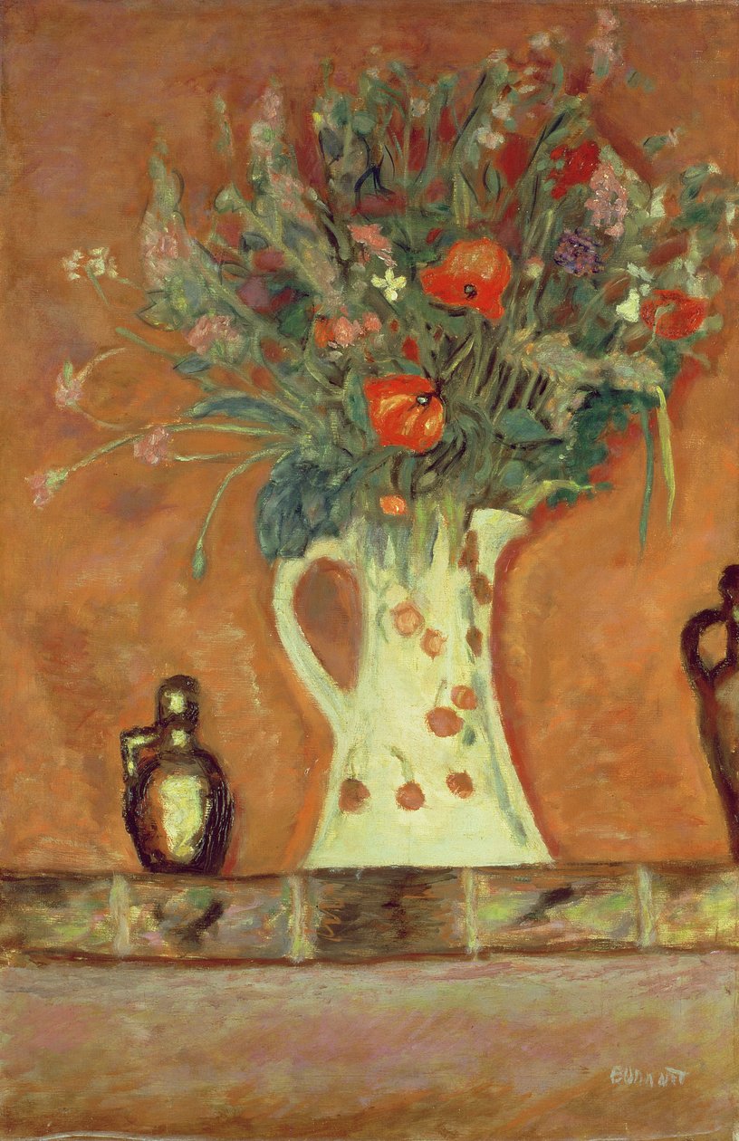 Flores en una repisa de Pierre Bonnard