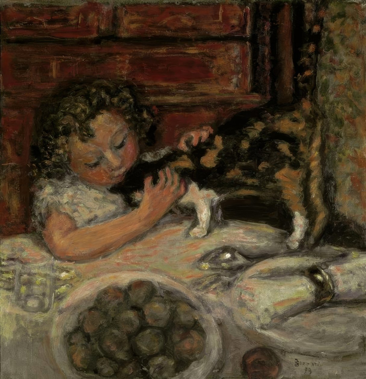 Niña pequeña con gato de Pierre Bonnard