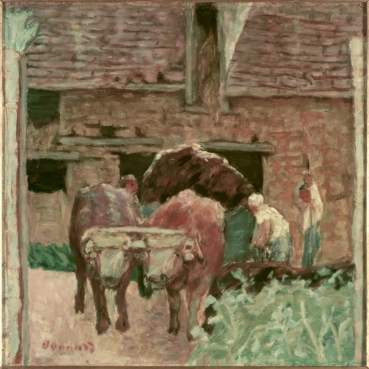 Los dos bueyes y la granja de Pierre Bonnard