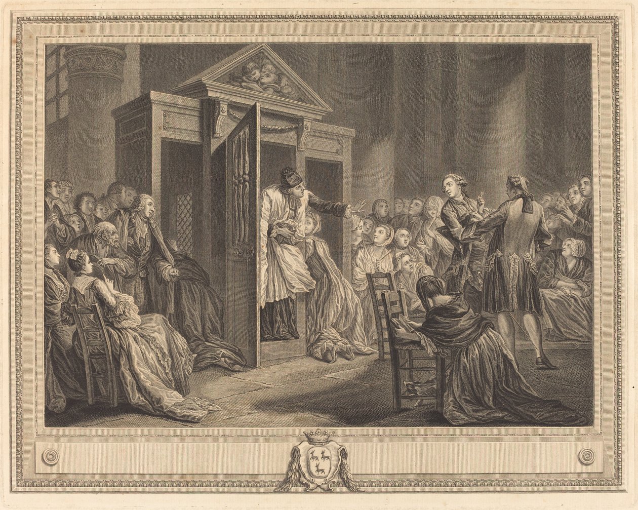 El Confesionario de Pierre Etienne Moitte after Pierre Antoine Baudouin