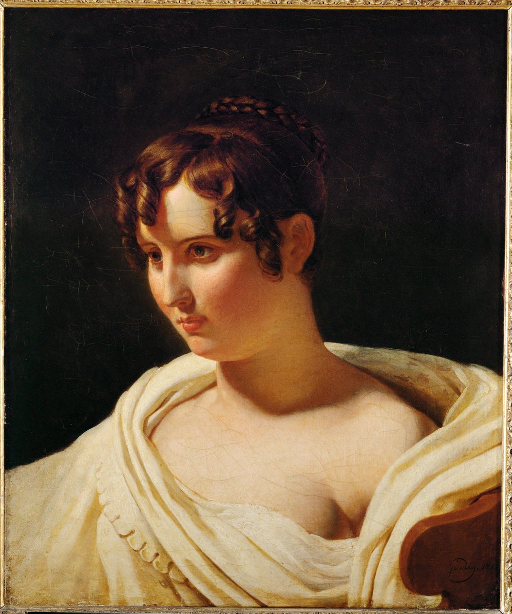Mujer joven en busto, con pañuelo blanco ... de Pierre Guérin