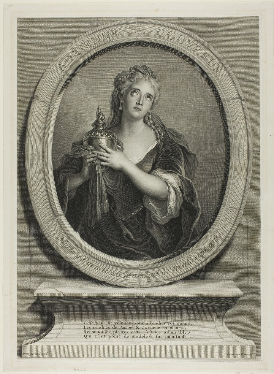 Retrato de Adrienne Le Couvreur de Pierre Imbert Drevet