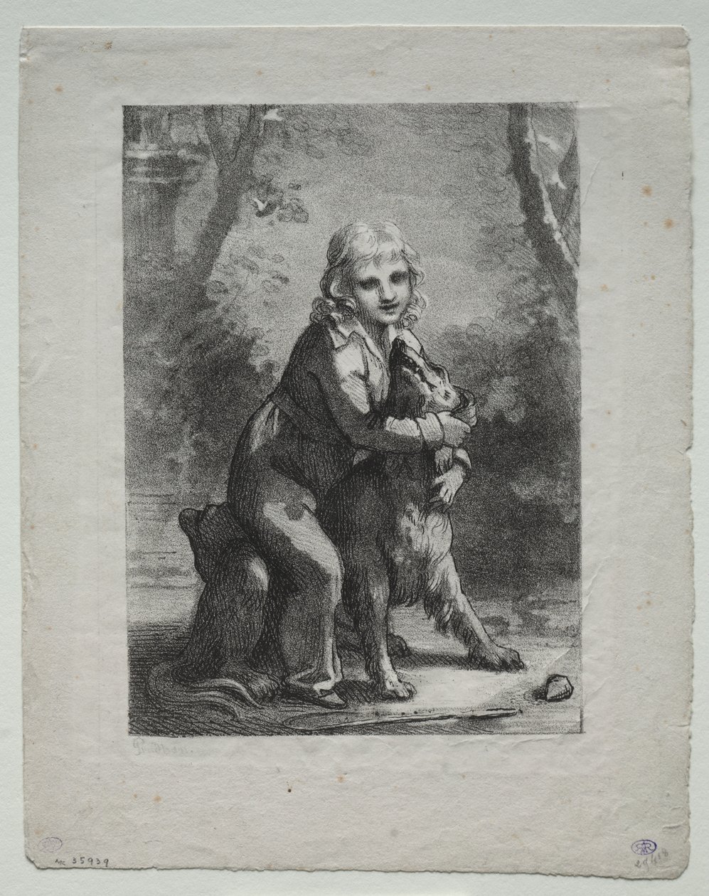 Niño con un perro de Pierre Paul Prud