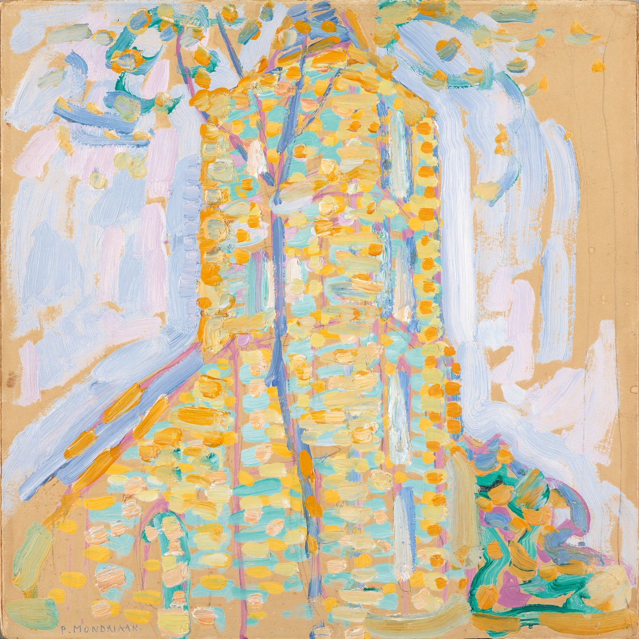 Iglesia en Domburg con árbol, 1909 de Piet Mondrian