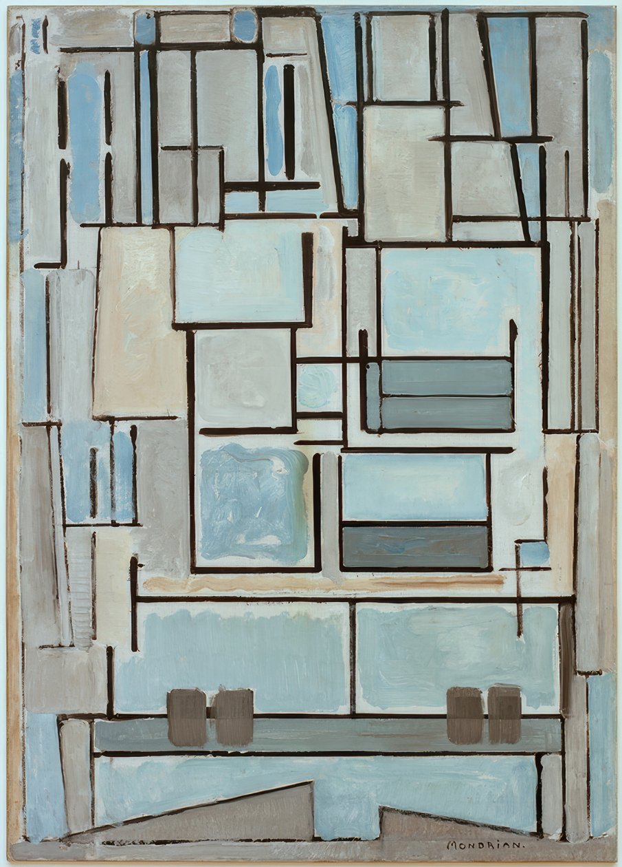 Composición No. VI; Compositie 9; Fachada azul de Piet Mondrian