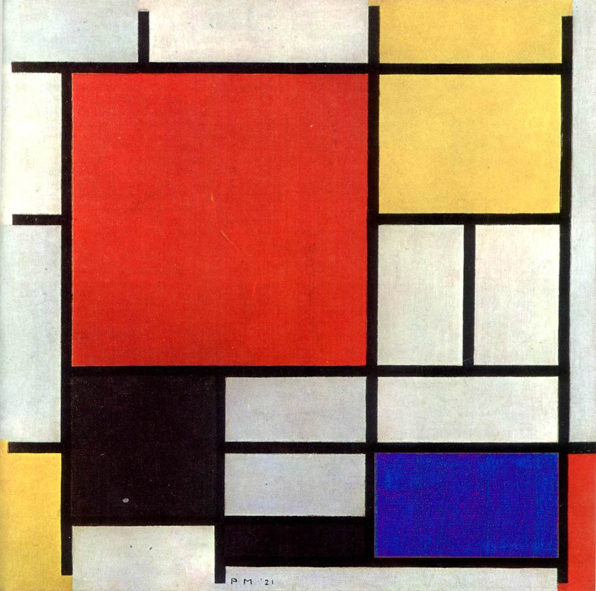 Composición en rojo, amarillo, azul y negro de Piet Mondrian