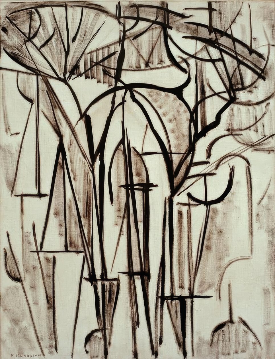 Composición Árboles I de Piet Mondrian