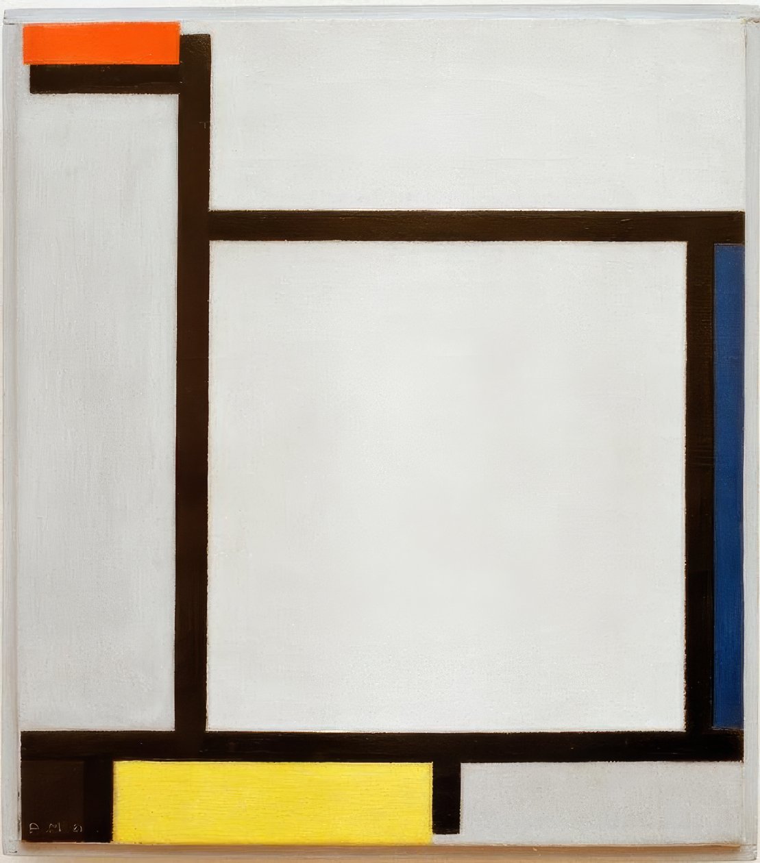 Composición con rojo, azul, negro, amarillo y gris de Piet Mondrian