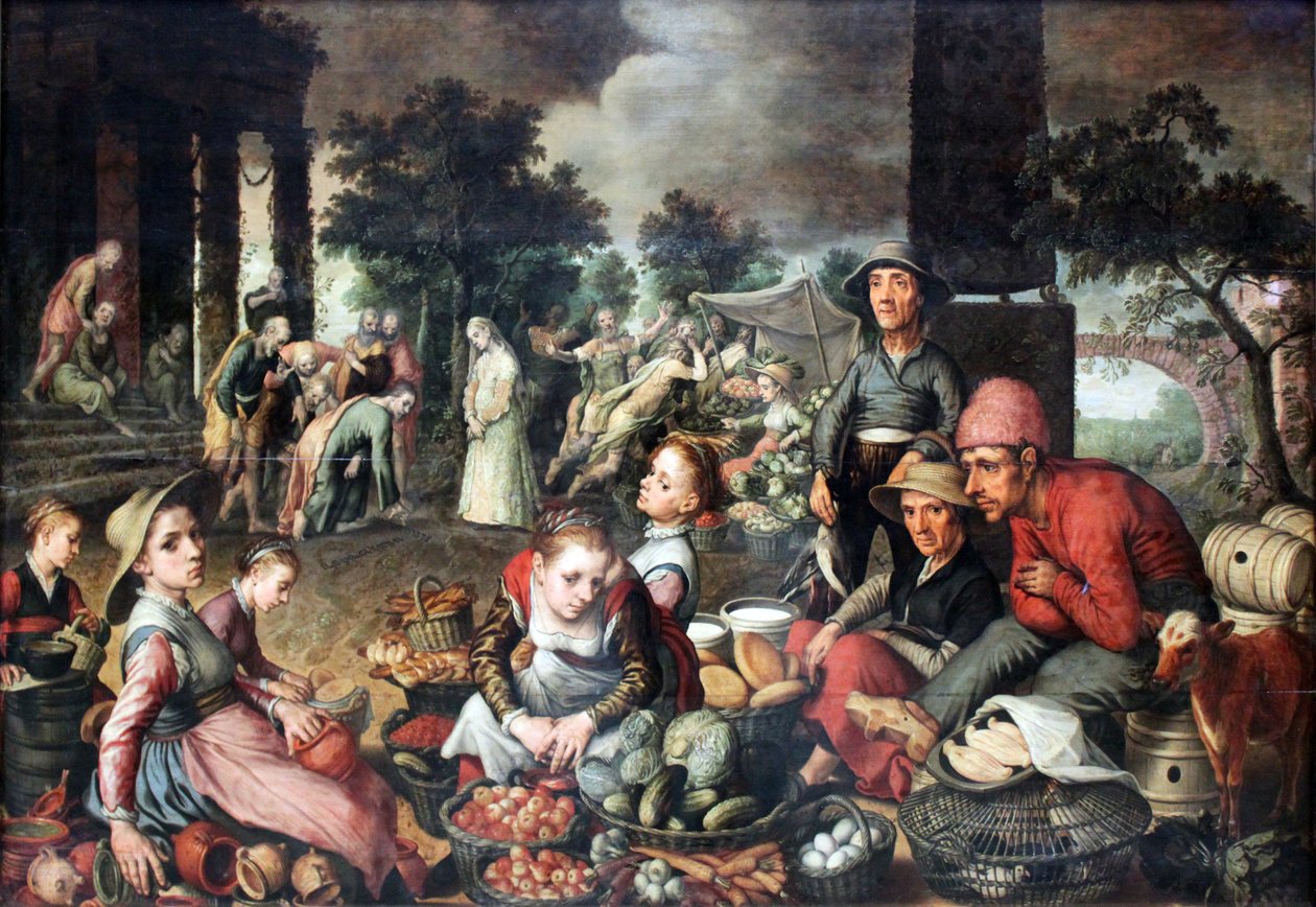 Escena de mercado con Cristo y la adúltera de Pieter Aertsen