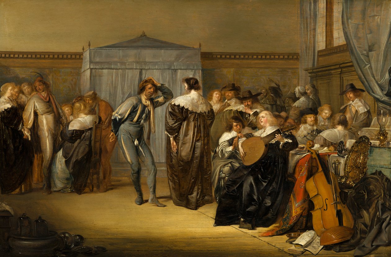 Compañía alegre con bailarines enmascarados de Pieter Codde