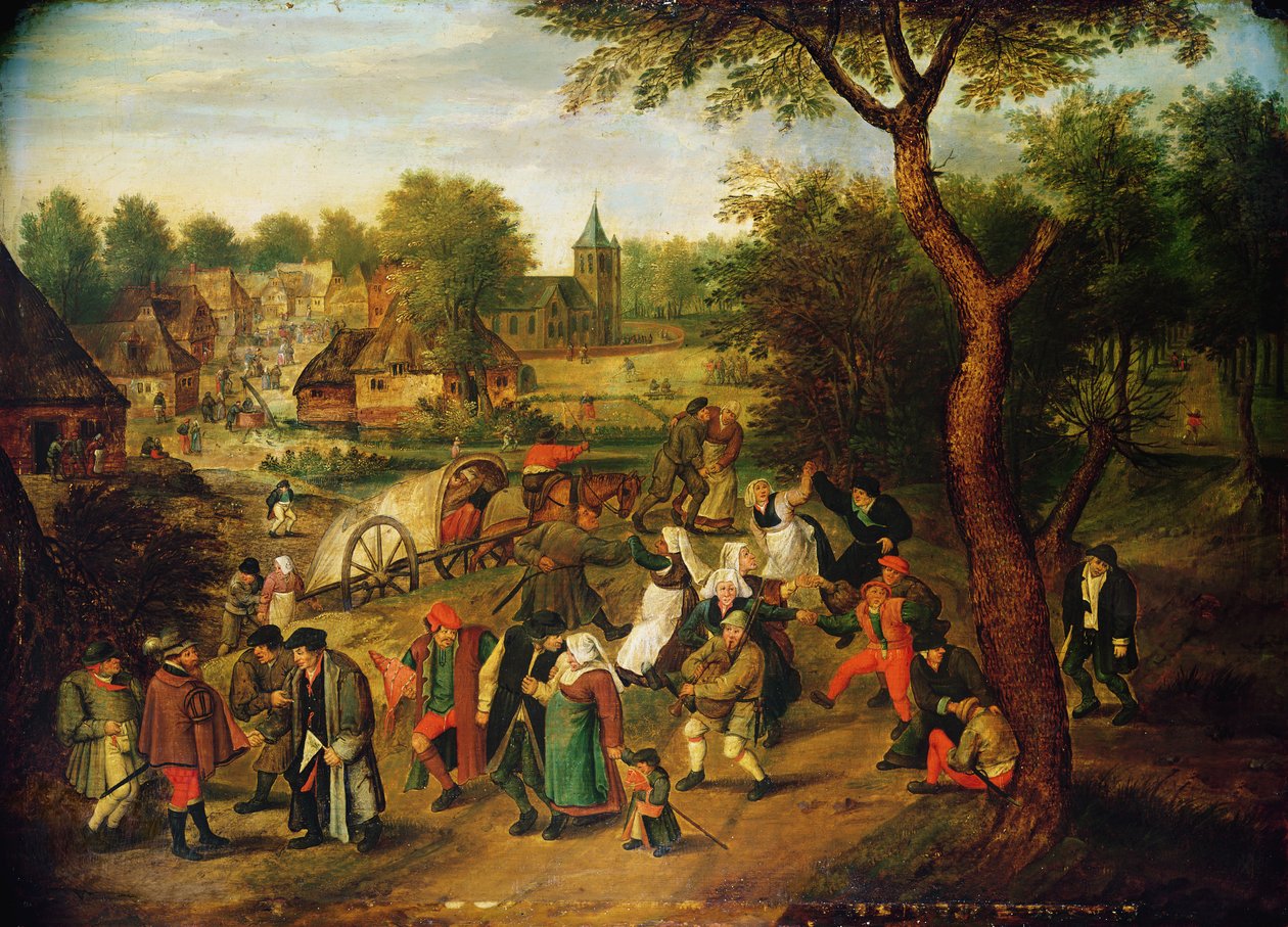 Una escena en las afueras de un pueblo de Pieter Brueghel the Younger