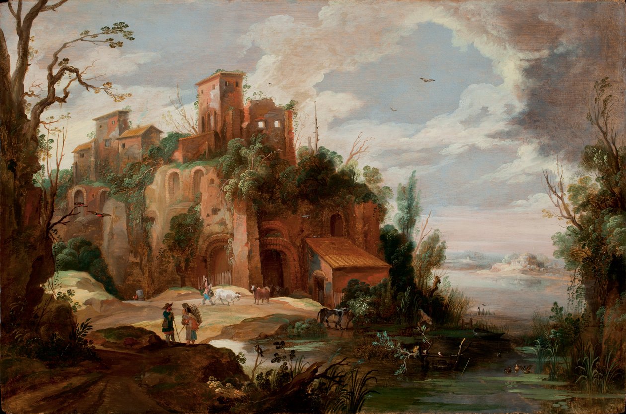 Paisaje italiano con ruinas de Pieter van der Hulst