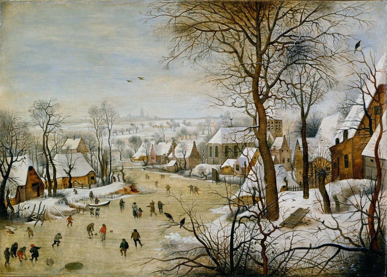 Paisaje de invierno con trampa para pájaros de Pieter Brueghel the Younger
