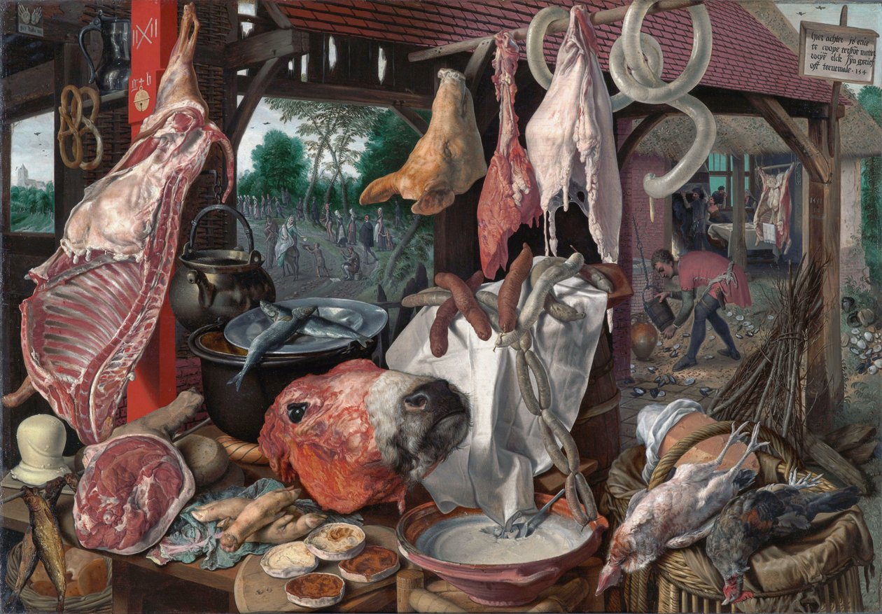 Carnicería con la huida a Egipto de Pieter Aertsen