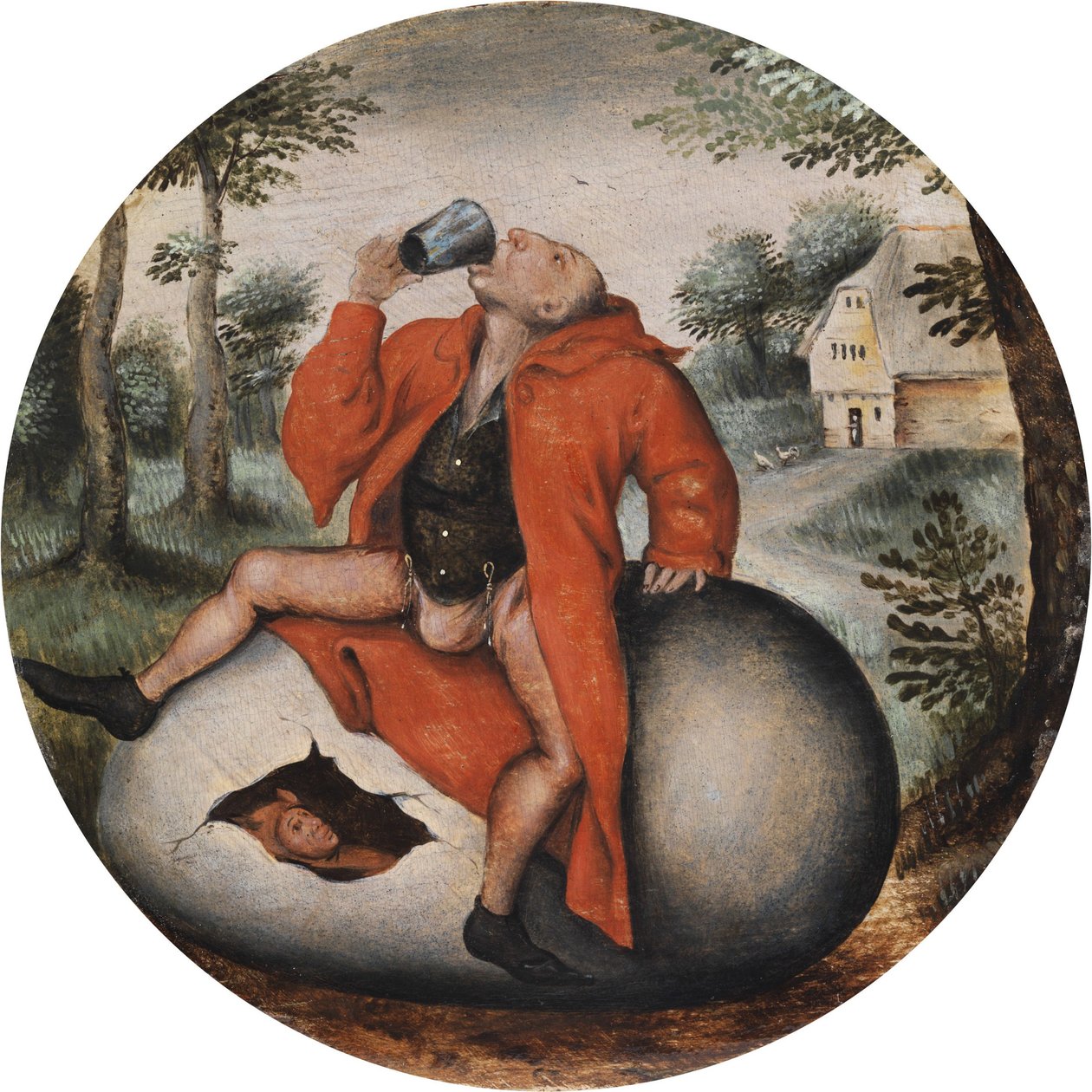 El Borracho en un Huevo de Pieter Brueghel the Younger