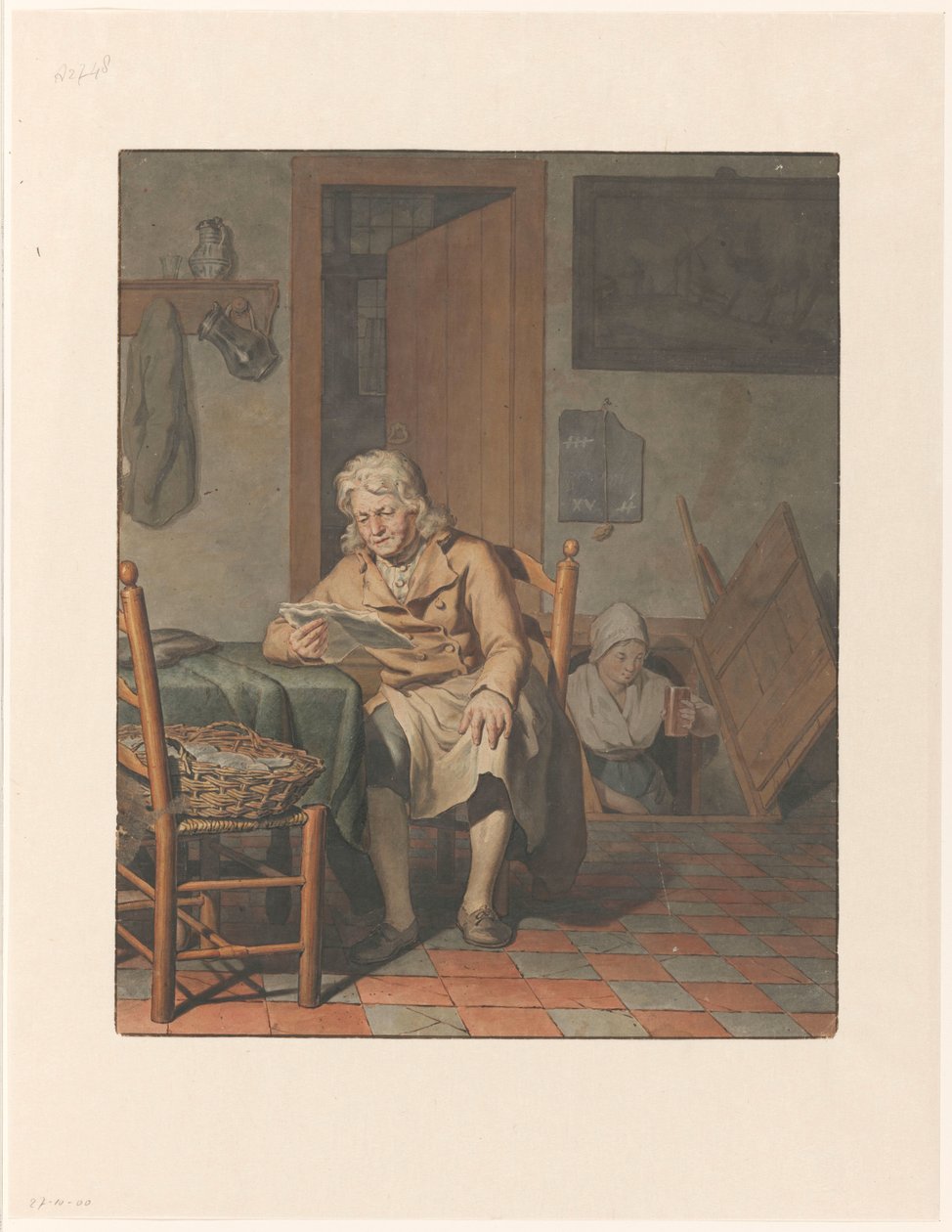 Interior con hombre leyendo. de Pieter Christoffel Wonder