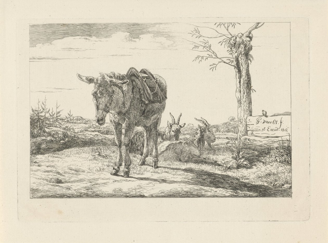 Un burro y dos cabras de Pieter Gerardus van Os