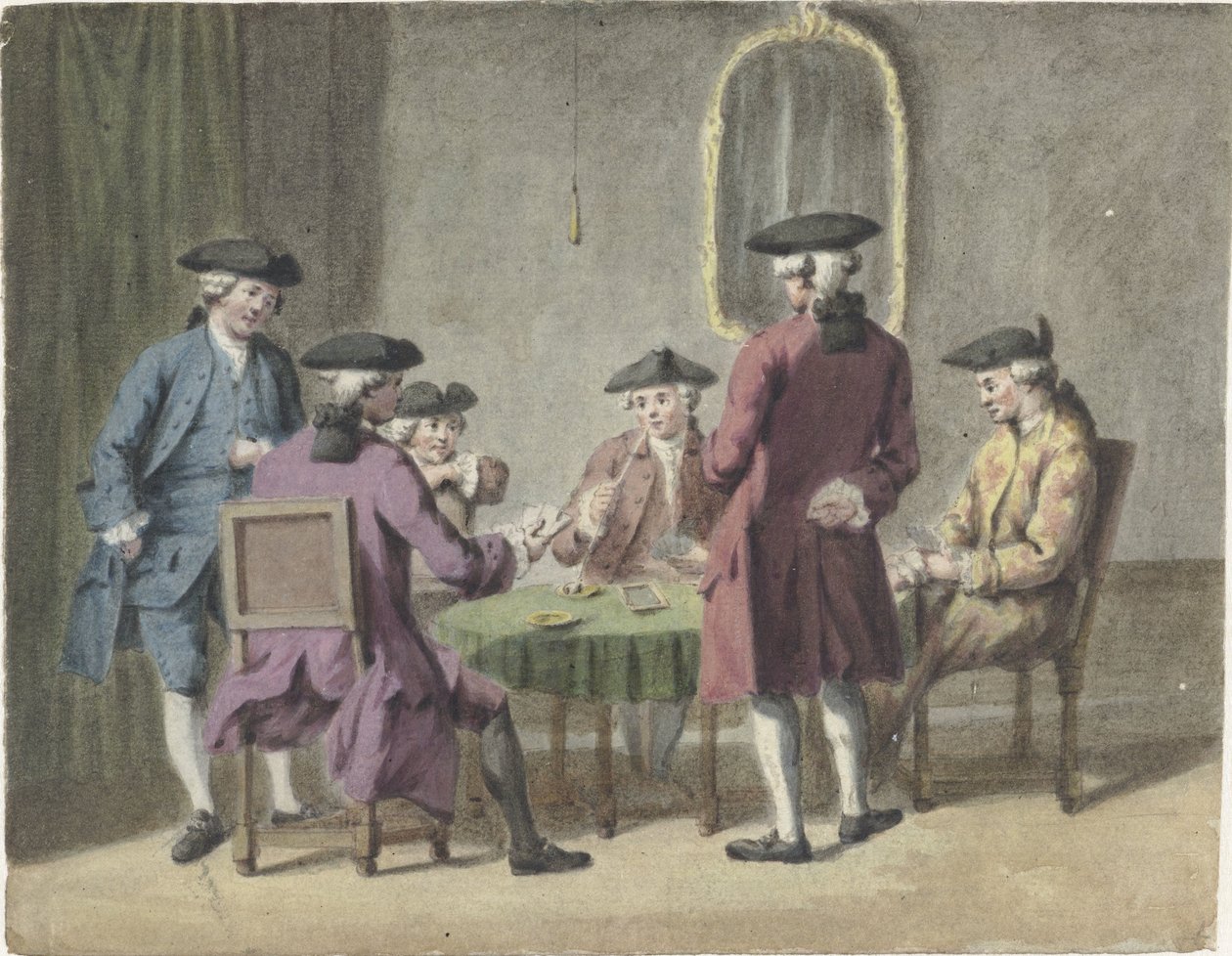 Señores jugando a las cartas en el interior de Pieter Louw