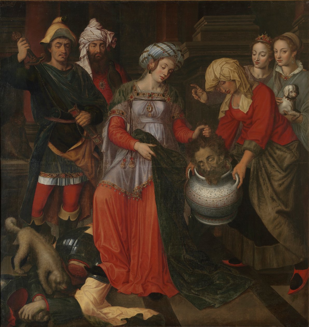 Tomiris recibiendo la cabeza de Ciro, 1610 de Pieter Pieters