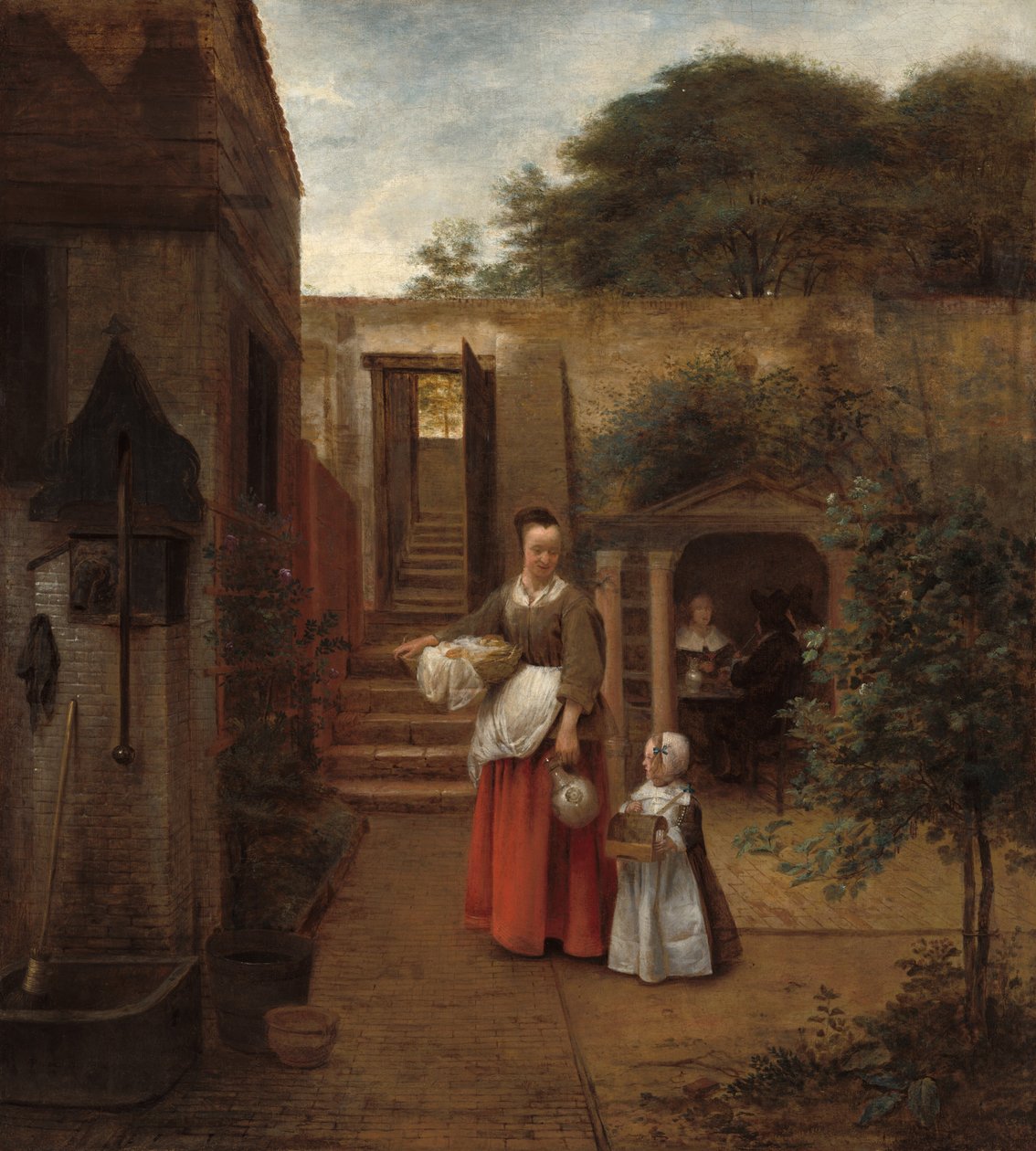 Mujer y niño en un patio de Pieter de Hooch