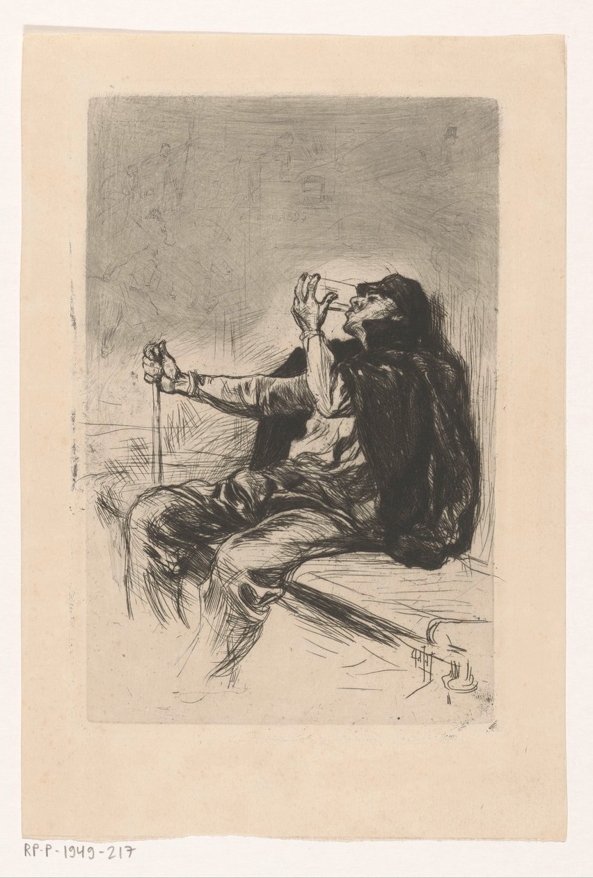 Hombre bebedor con bastón de Pieter de Josselin