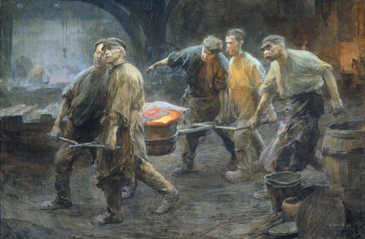 Interior de una fundición de hierro de Pieter de Josselin