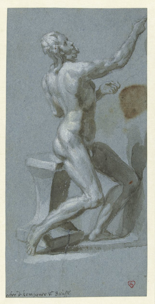 Hombre desnudo sentado, mirando a la derecha de Pieter de Kempener