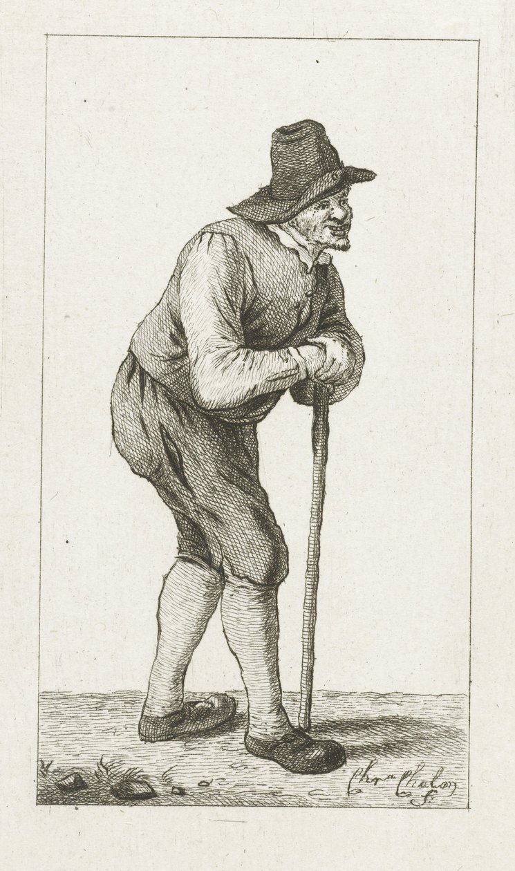 Hombre apoyado en palo de Pieter de Mare