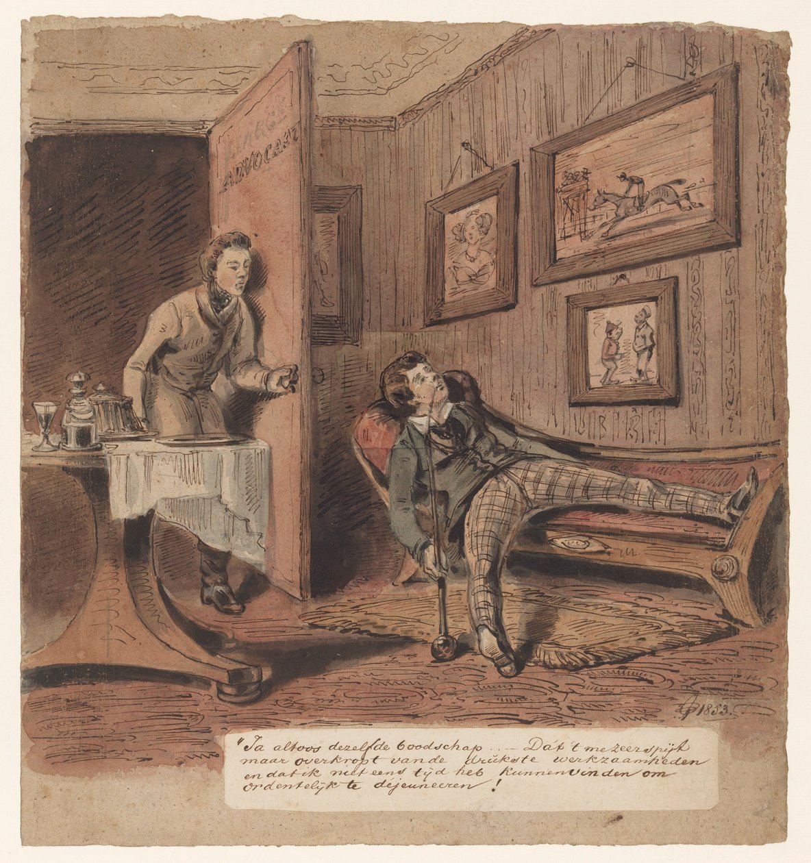 Caricatura con abogado de Pieter van Loon