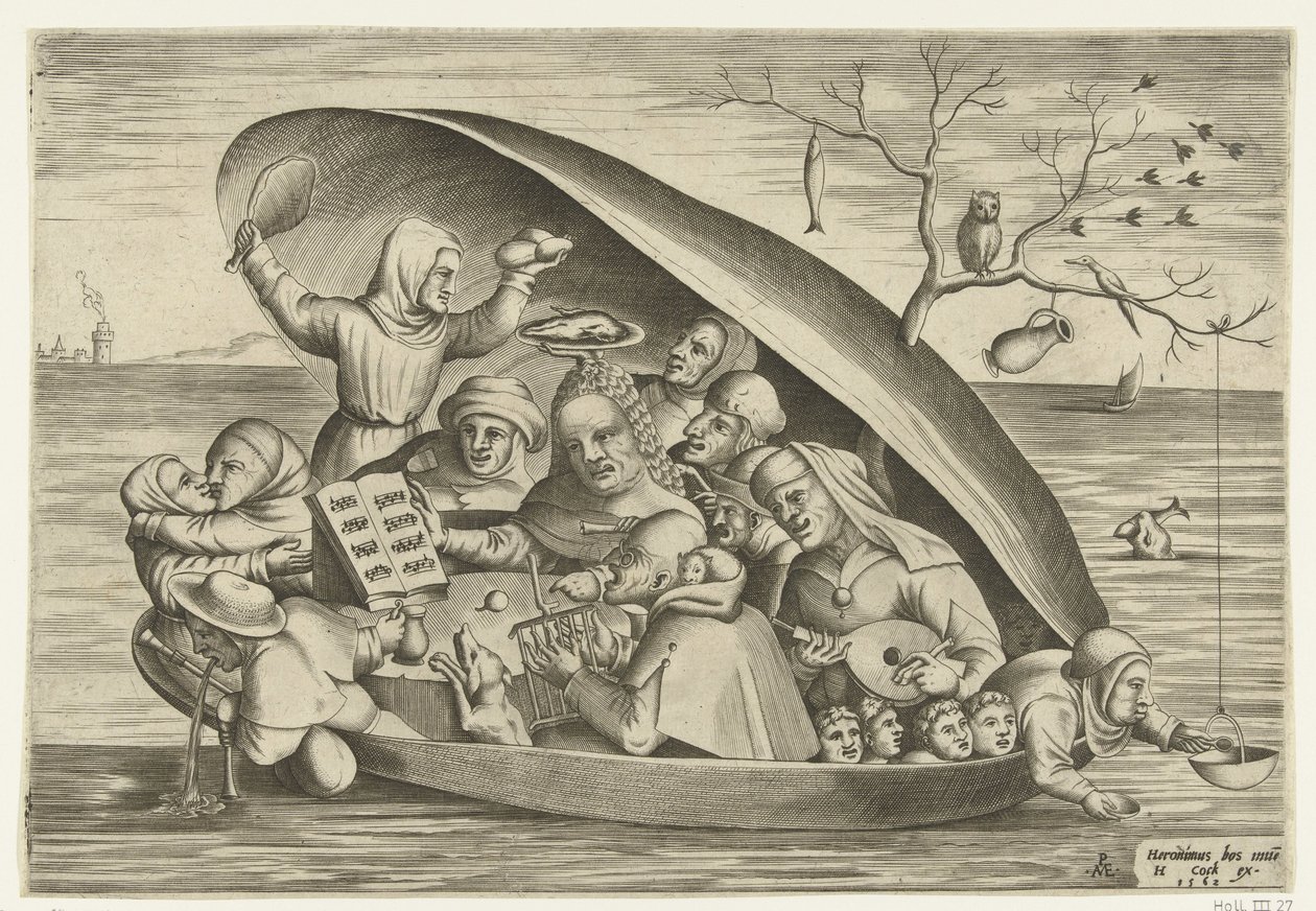 Músicos en una concha de Pieter van der Heyden