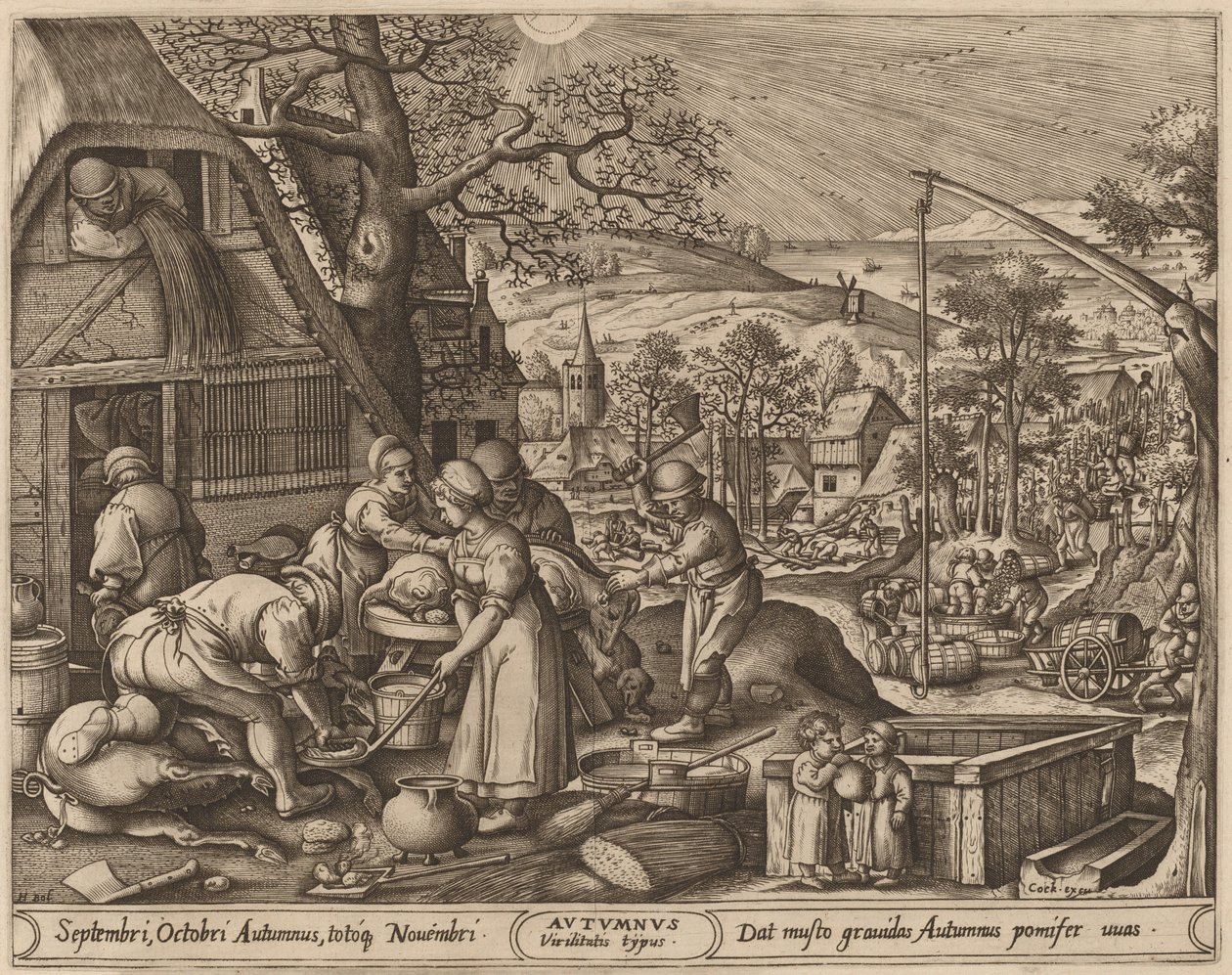 Otoño de Pieter van der Heyden after Hans Bol