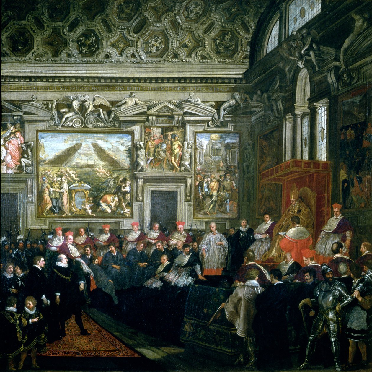 Papa Pablo V (1522-1621) con una Audiencia, 1620 de Pietro da Cortona