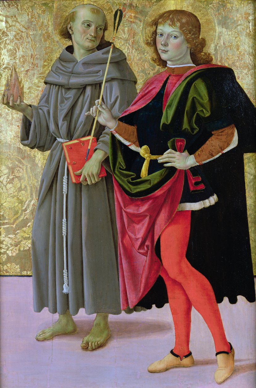 San Sebastián con un santo franciscano, c.1473 de Pietro Perugino