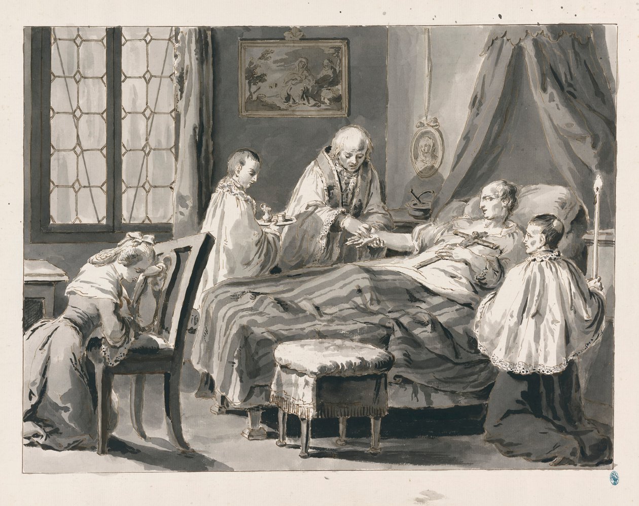 Extremaunción de Los Siete Sacramentos de Pietro Antonio Novelli