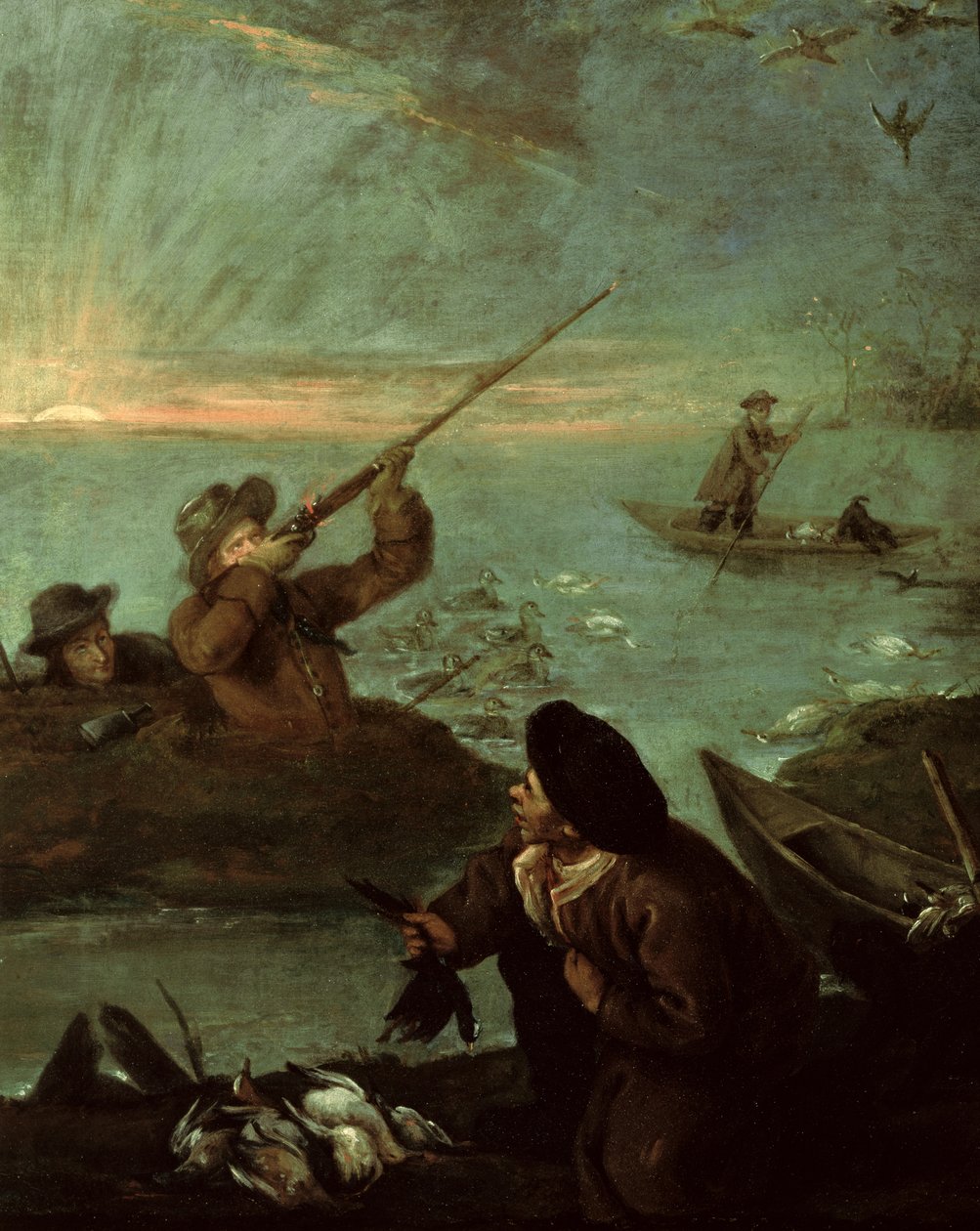 Cazadores disparando a patos de Pietro Longhi