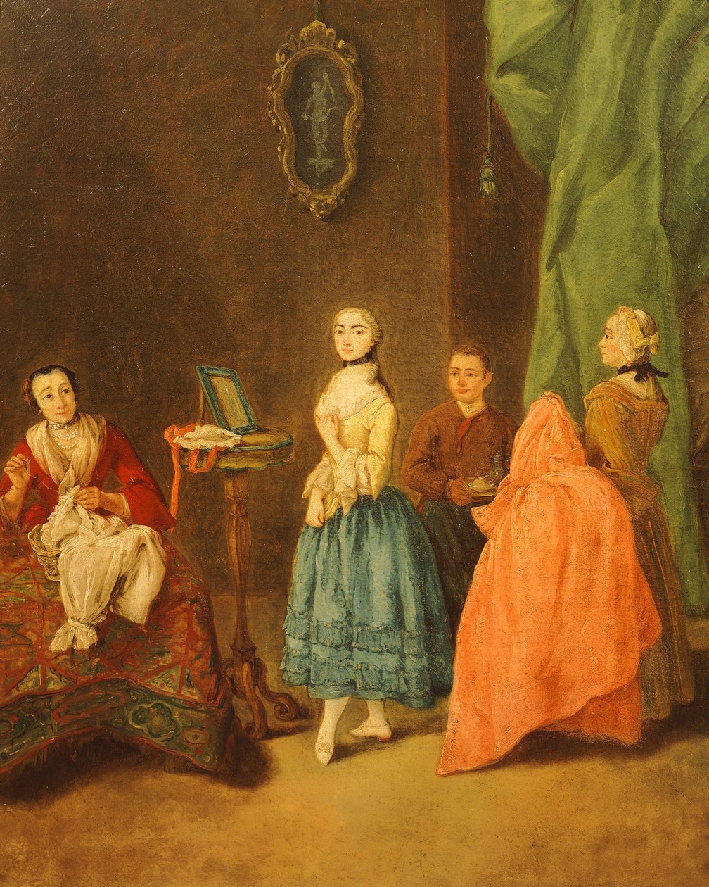 Probándose el vestido, por Pietro Longhi (1701-1785) de Pietro Longhi