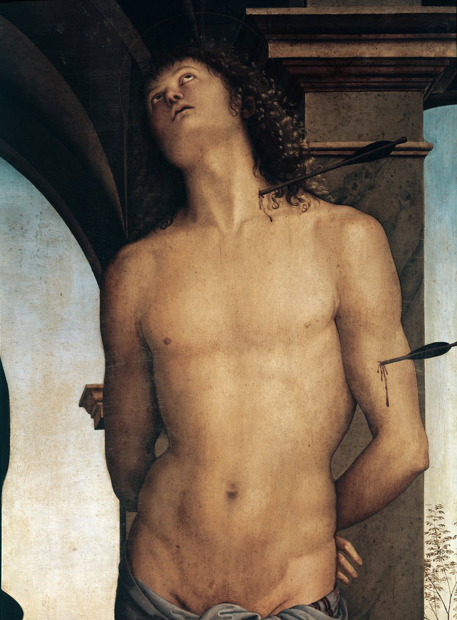 San Sebastián (detalle) de Pietro Perugino