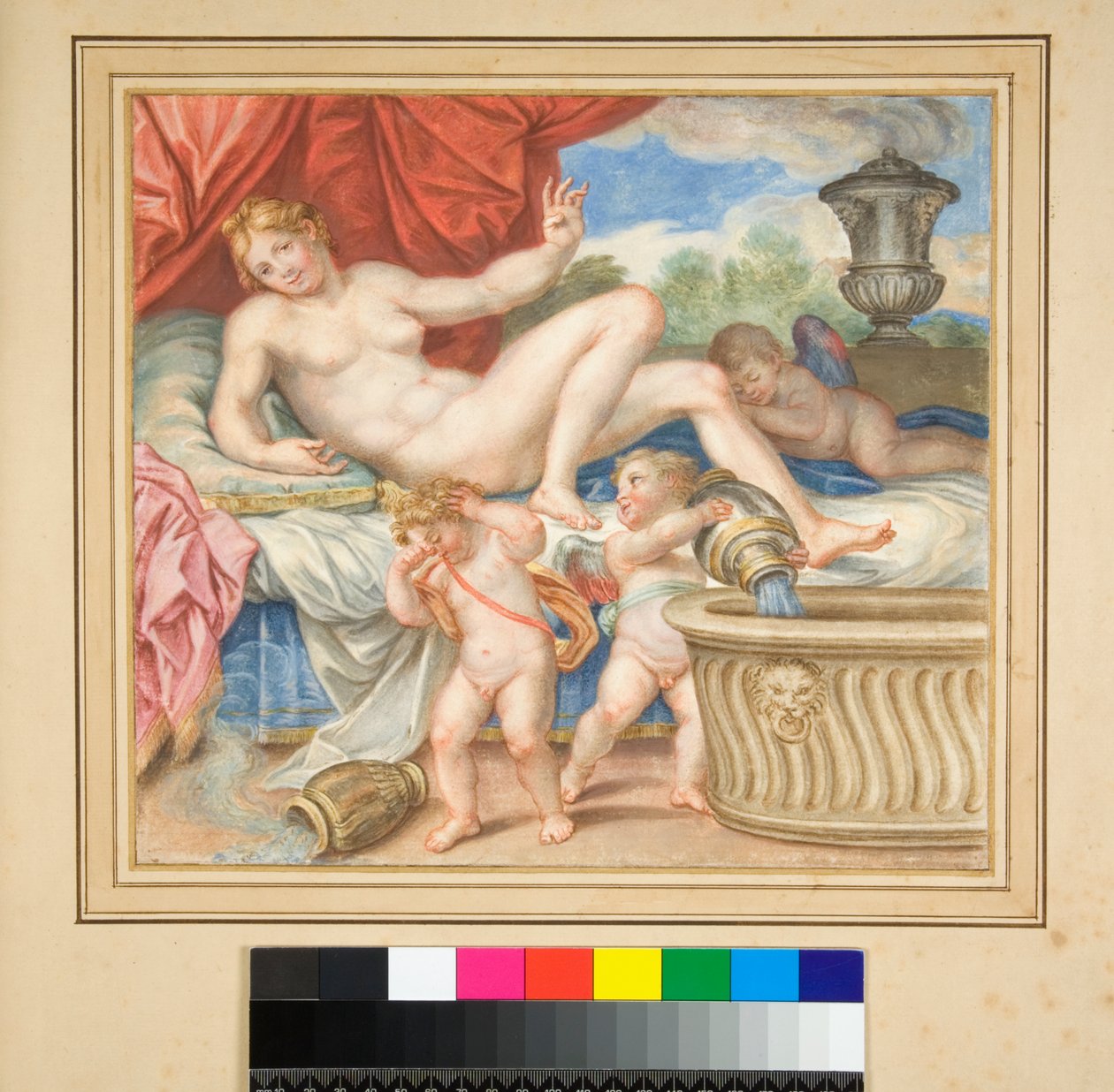 Danae Recostada con los Cupidos Mostrados de Pietro Santi Bartoli