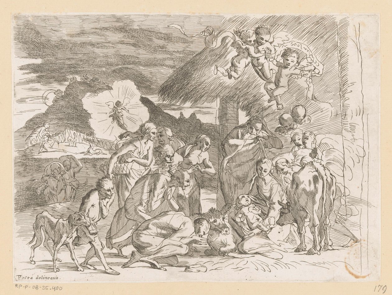 Adoración de los pastores de Pietro Testa