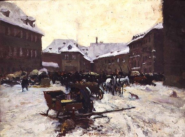 Paisaje urbano de invierno de Pius Ferdinand Messerschmitt