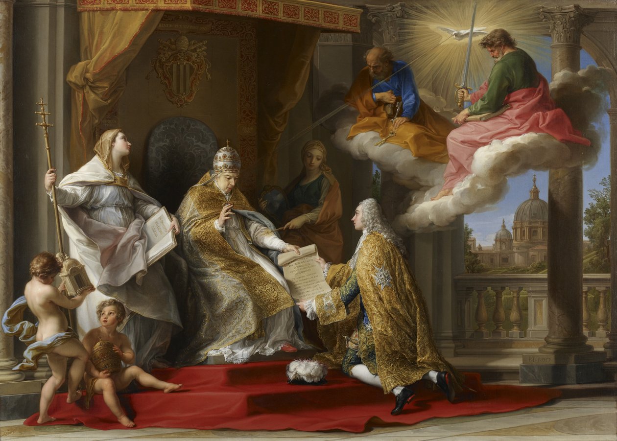 El Papa Benedicto XIV presentando la encíclica 