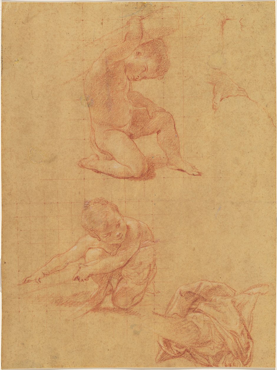 Dos niños desnudos levantando un garrote de Pompeo Batoni