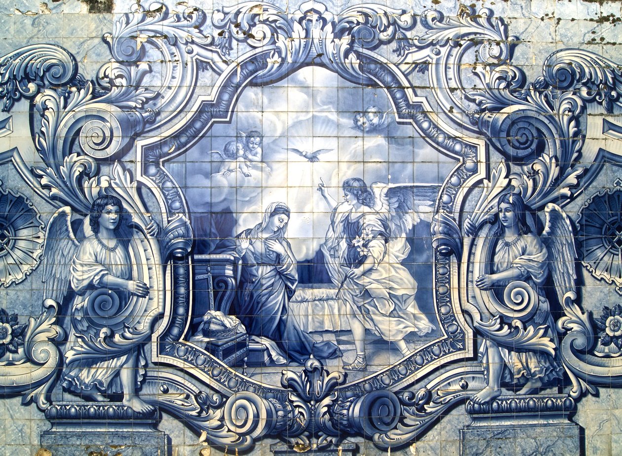 Panel decorativo que representa la Anunciación, Lamego, Portugal. 1738 de Portuguese School