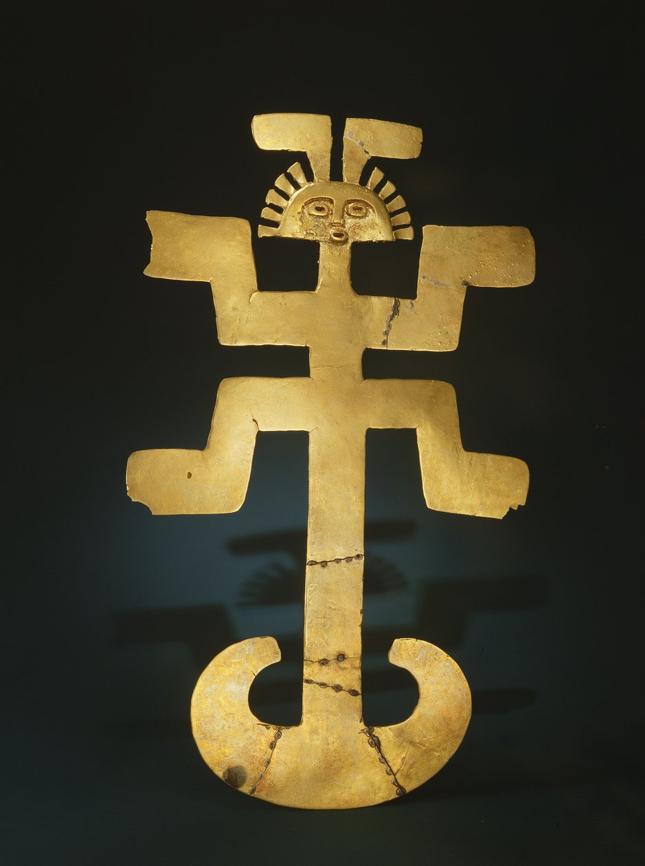 Pectoral de tumbaga fundido, estilo Tolima de Pre Columbian