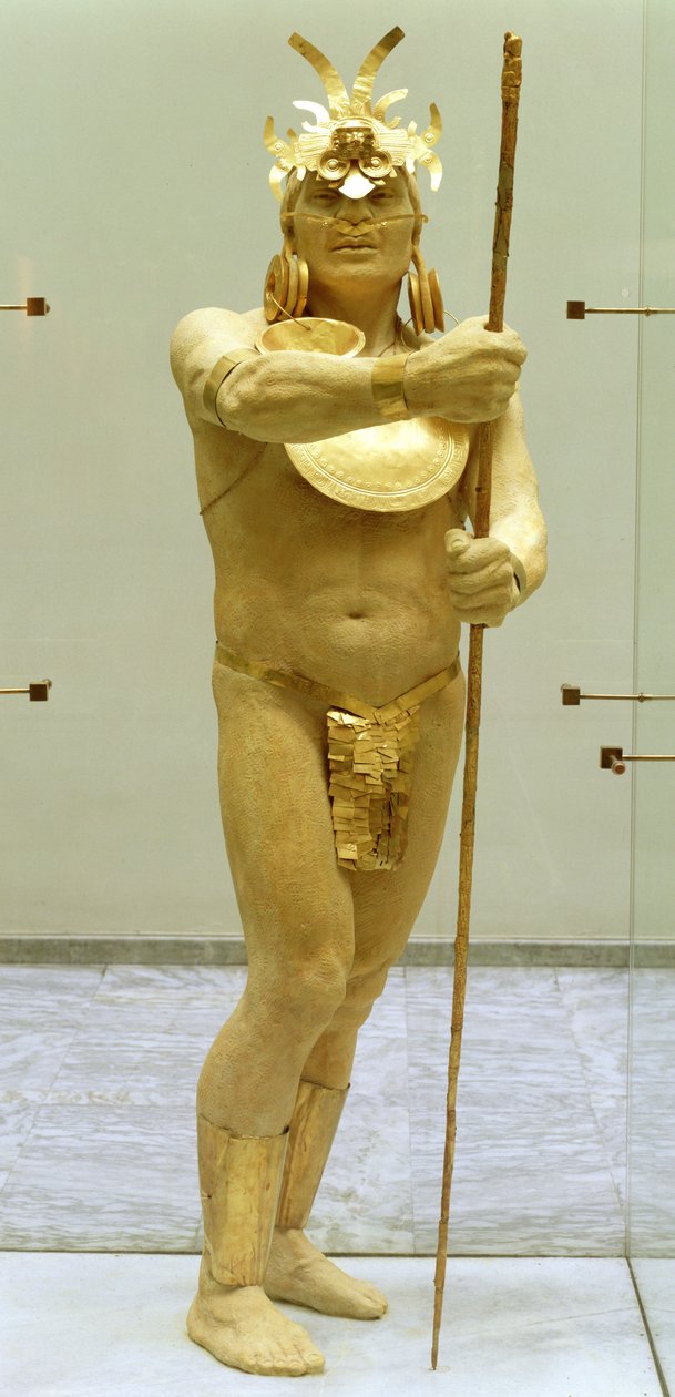 Guerrero con adornos de oro de Pre Columbian