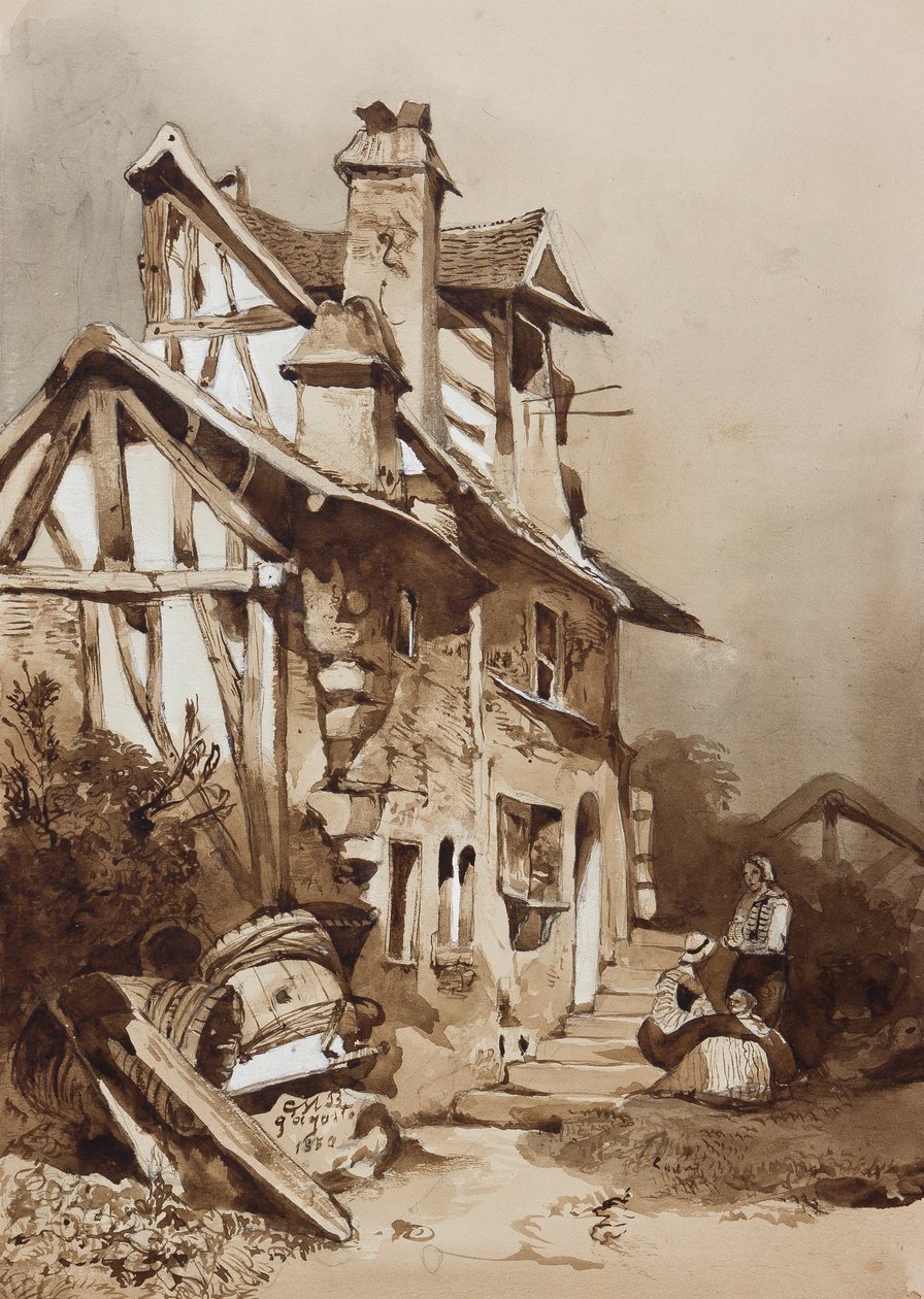 Una pintoresca cabaña del norte de Francia, con adiciones de un instructor, 1854 de Prince Gaetano Maria Federico di Borbone