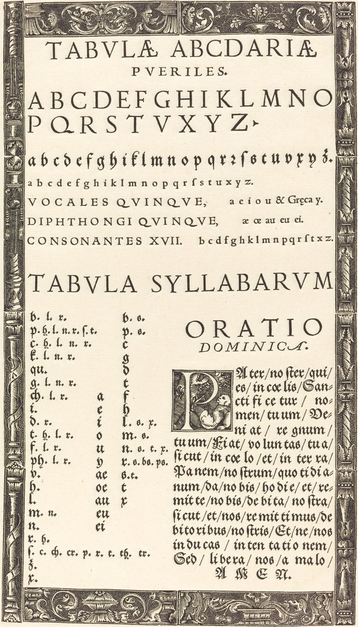 Alfabeto para un Libro de Primaria de Probably German 16th Century