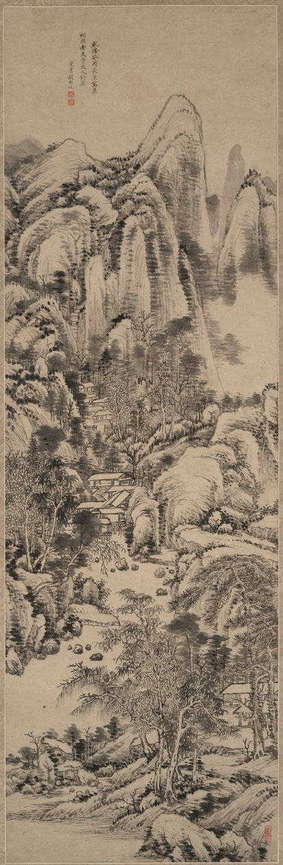 Paisaje al estilo de Huang Gongwang de Qian Weicheng
