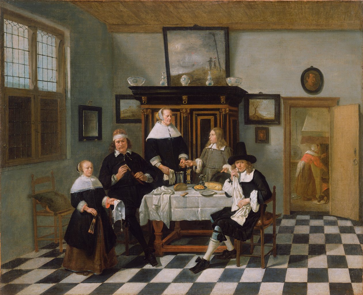 Grupo familiar en la mesa de cena, c.1658-60 de Quiringh Van Brekelenkam
